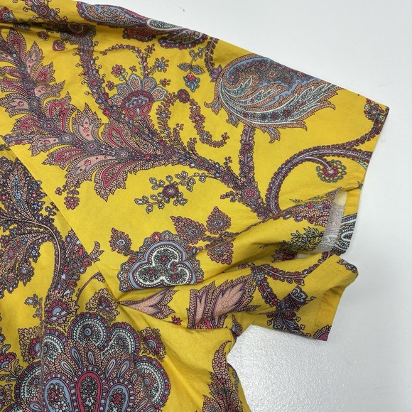 J Crew Collection Women L Top Tie-Neck Cotton Poplin Ratti Golden Paisley Casual - Picture 5 of 13